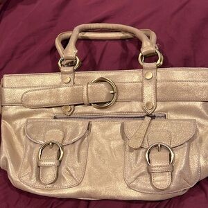 **Perlina gold leather satchel purse